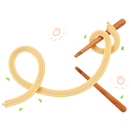 Chopsticks with noodles and narutomaki  3D Icon