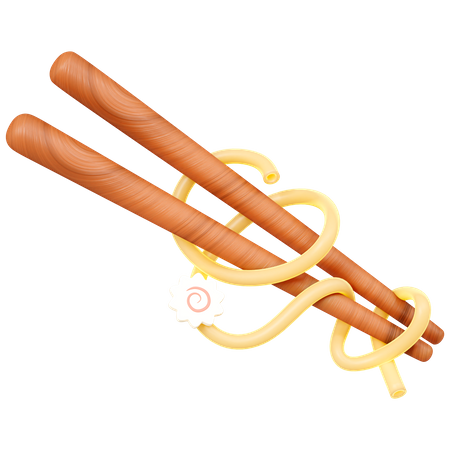Chopsticks with noodles and narutomaki  3D Icon