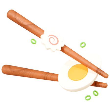 Chopsticks with sliced egg  3D Icon