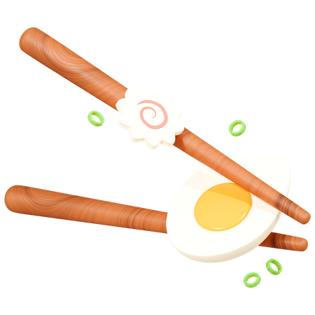 Chopsticks with sliced egg  3D Icon