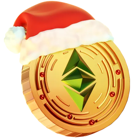 This Icon Features A Golden Coin Adorned With A Christmas Hat Showcasing The Algorand Logo At Its Center A Fusion Of Christmas And The Algorand Cryptocurrency Symbol 3D Icon
