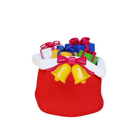 Christmas Bag With Gift  3D Illustration