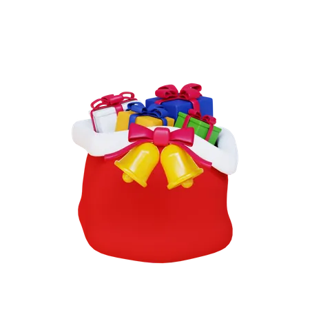 Christmas Bag With Gift  3D Illustration
