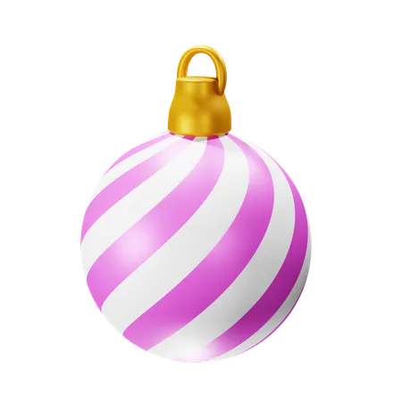 Pink And White Christmas Ball 3D Icon
