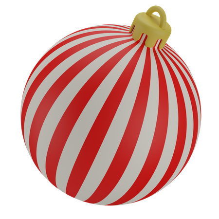 Christmas Ball White Red Stripe  3D Icon