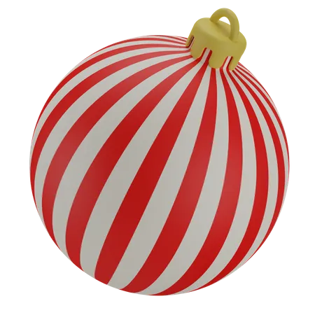 Christmas Ball White Red Stripe  3D Icon