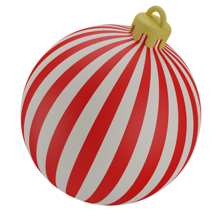Christmas Ball White Red Stripe 3D Icon