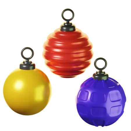 3 D Icon Three Christmas Balls 3D Icon