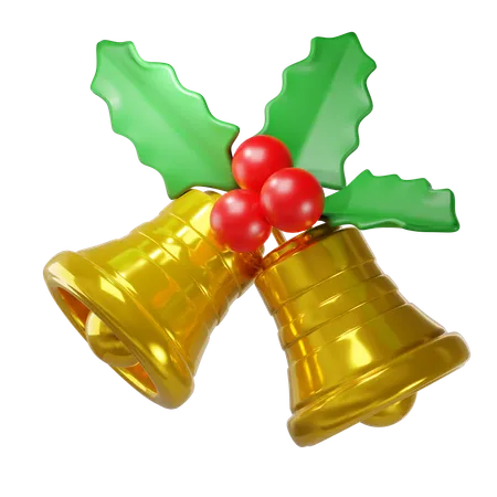 Mistletoe With Christmas Bell 3 D Illustration 3D Icon