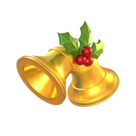 3 D Christmas Bell And Cherry Iconic Illustration 3D Icon