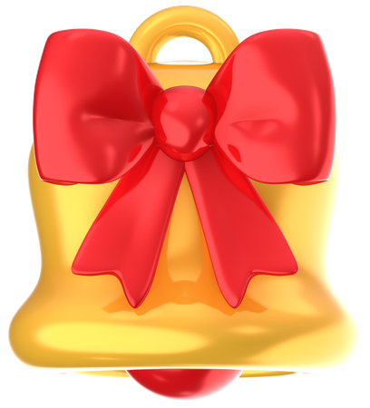 Christmas Bell And Bow Ribbon  3D Icon