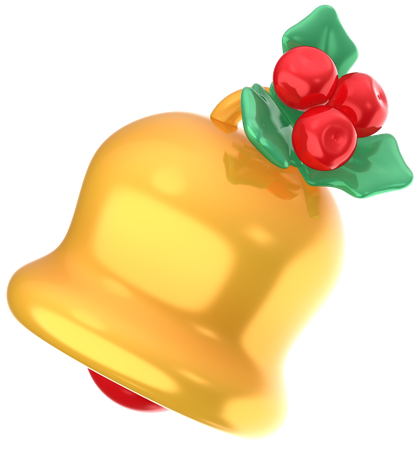 Christmas Bell And Holly  3D Icon