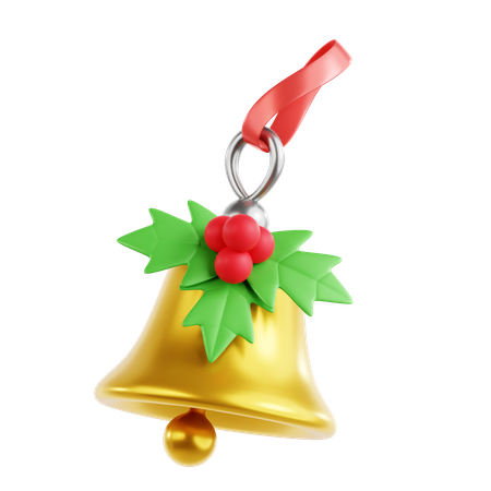Christmas Bell With Mistletoe  3D Icon