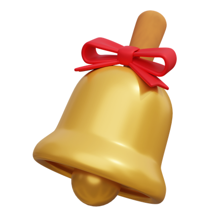 Christmas bell with red ribbon  3D Icon