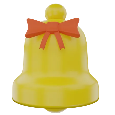 Christmas Bell With Ribbon  3D Illustration