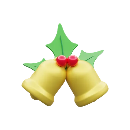 3 D Rendering Of Christmas Bells Isolated 3D Illustration