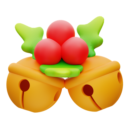 Christmas Bells And Holly  3D Icon
