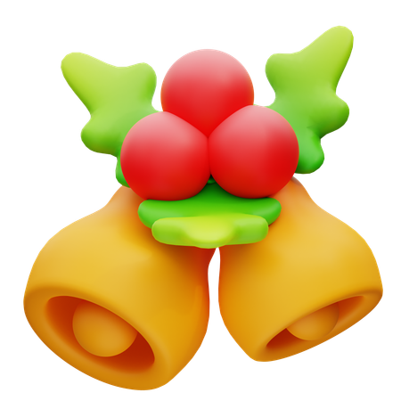 Christmas Bells And Holly  3D Icon