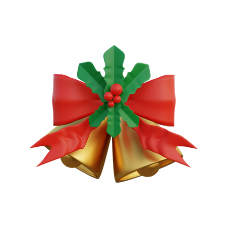 Christmas Bells And Mistletoe 3D Illustration