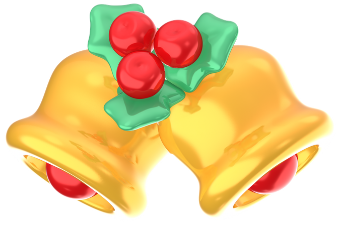 Christmas Bells With Holly  3D Icon