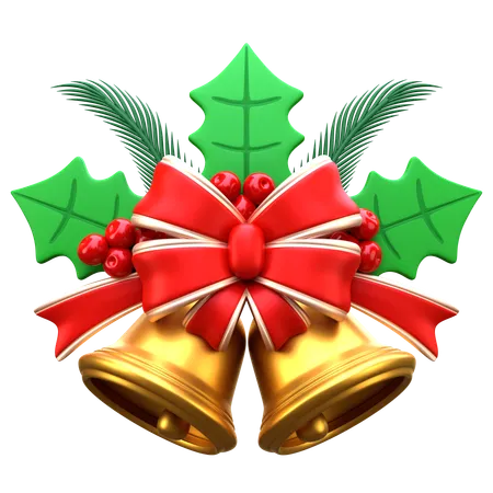 Christmas Bells with Mistletoe  3D Icon