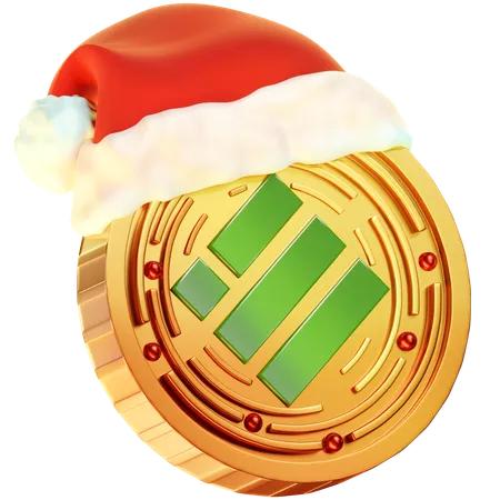 The 3 D Representation Of The Binance USD Coin Featuring A Christmas Hat Atop A Golden Coin With The Binance USD Logo Blending The Festive Spirit With The Cryptocurrency Emblem 3D Icon