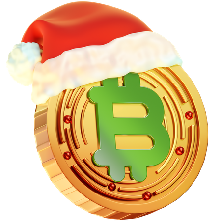 Christmas Bitcoin Coin  3D Icon