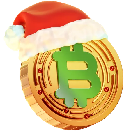 Christmas Bitcoin Coin  3D Icon