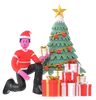 Christmas Boy Decorate Christmas Tree