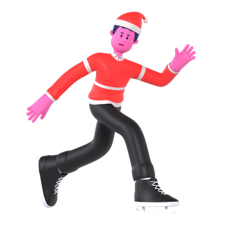 Christmas Boy Doing Ice Skating  3D Illustration