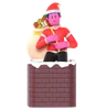 Christmas Boy Enter Chimney Carrying Gifts