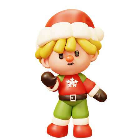 Christmas Boy Greeting  3D Icon