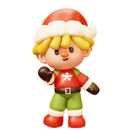 Christmas Boy Greeting  3D Icon