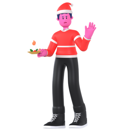 Christmas Boy Holding Christmas Candle  3D Icon