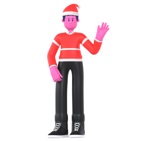 Christmas Boy Say Hello  3D Illustration