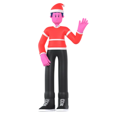 Christmas Boy Say Hello  3D Illustration