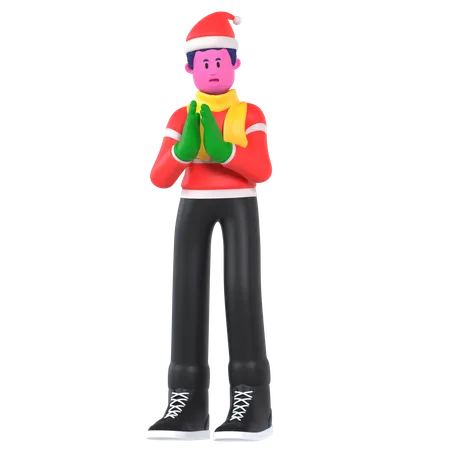 Christmas Boy Wearing Winter Outfit  3D Illustration