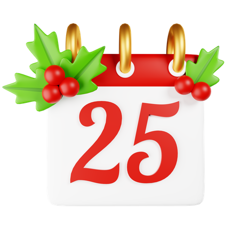 Christmas Calendar 25 3D Icon