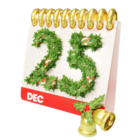 Christmas calendar 3D Illustration