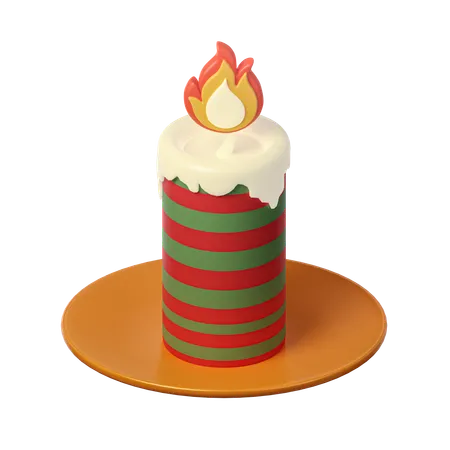 3 D Christmas Candle Icon Minimal Decorative Festive Conical Shape Tree New Years Holiday Decor 3 D Design Element In Cartoon Style Icon Isolated On White Background 3 D Illustration 3D Icon