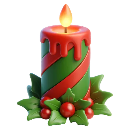 クリスマスキャンドル  3D Icon