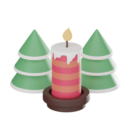 Christmas Candle  3D Icon