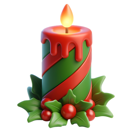 Christmas Candle  3D Icon