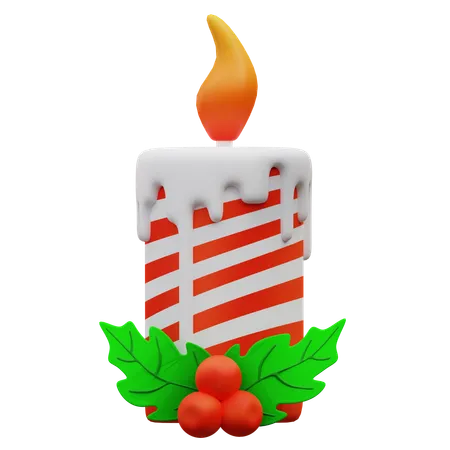 3 D Illustration Of Christmas Candles And Holly 3D Icon