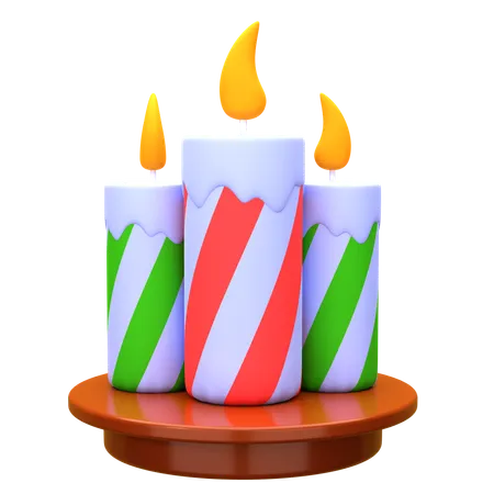 Christmas Candles 3 D Illustration Christmas 3 D Icon Pack 3D Icon