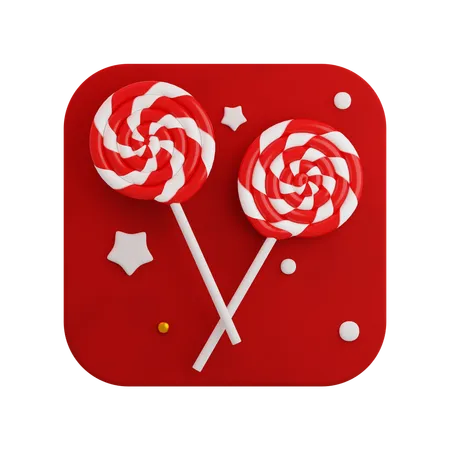 Christmas candy cane spiral  3D Icon