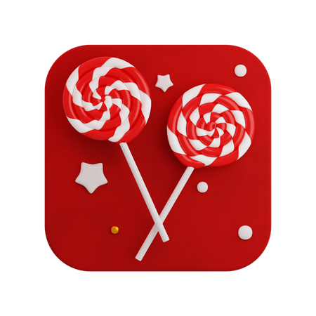 Christmas candy cane spiral  3D Icon