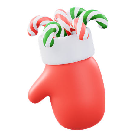 Christmas candy in knitted mittens  3D Icon