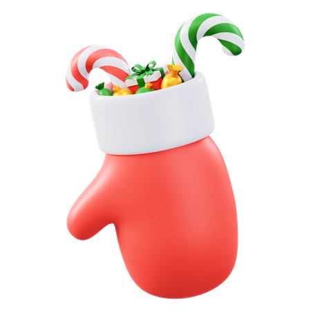 Christmas candy in knitted mittens  3D Icon