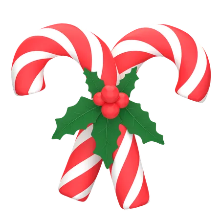 Christmas Candy With Mistletoe 3 D Icon 3D Icon